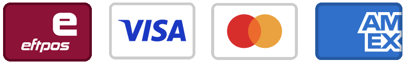 Eftpos, Visa, Mastercard, Amex accepted